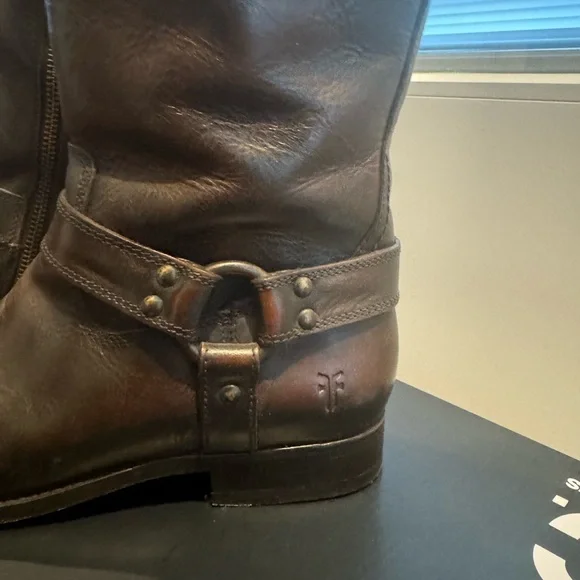 Frye Dark Brown Leather Tall Boots - Picture 3 of 12